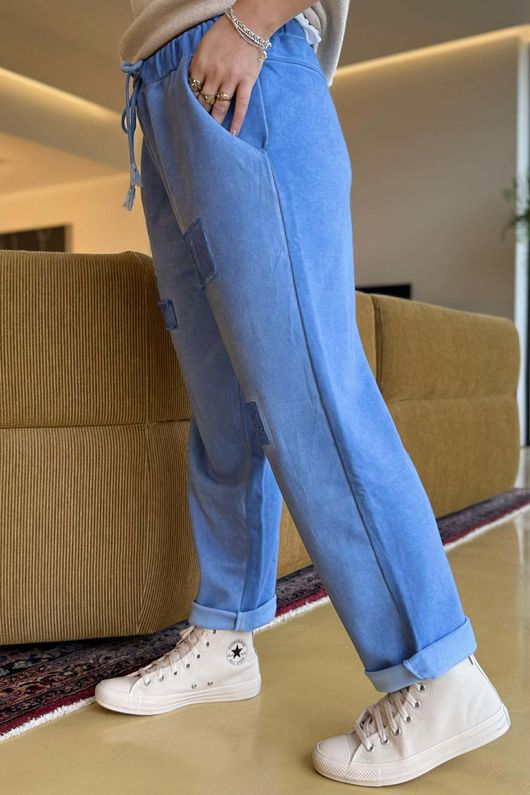 Anine Soft Touch Patch Jogger Washed Soft Cobalt